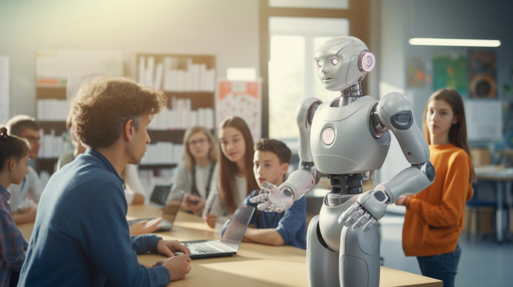 ordinary human job performed by anthropomorphic robot 1